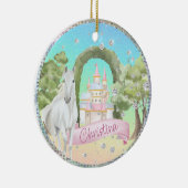 Rainbow Diamonds Fairy Tale Castle & White Horse Keramisch Ornament (Rechts)