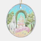 Rainbow Diamonds Fairy Tale Castle & White Horse Keramisch Ornament (Links)