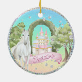 Rainbow Diamonds Fairy Tale Castle & White Horse Keramisch Ornament (Achterkant)