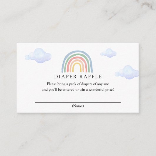 Rainbow Diaper Raffle Kaart (Voorkant)