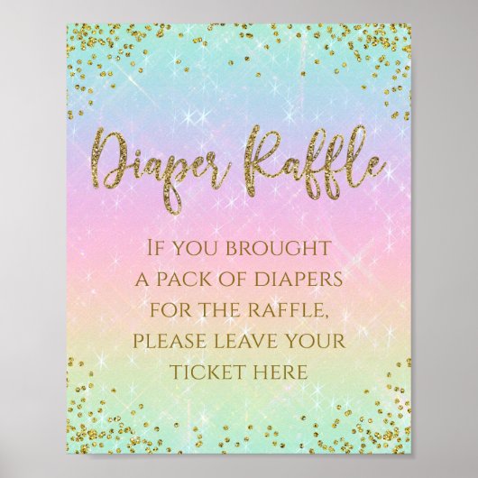 Rainbow Diaper Raffle Table Sign Poster (Voorkant)