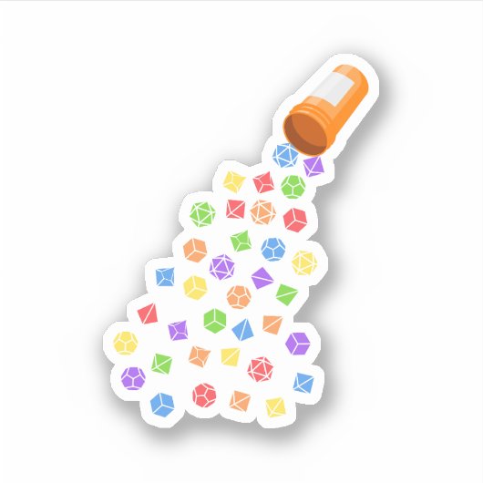 Rainbow Dice Set Pillen Tafelblad RPG Sticker (Voorkant)