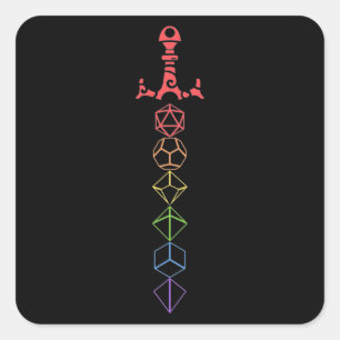 Rainbow Dice Sword Tabletop RPG Gaming Vierkante Sticker