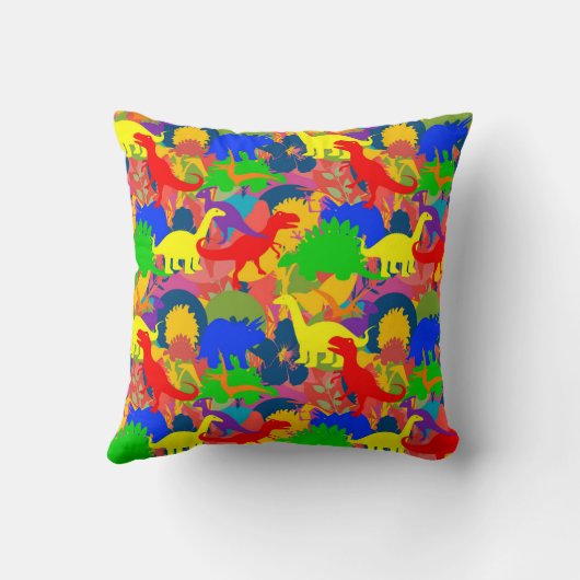 Rainbow Dinosaur Kind Room Nursery Bright Accent Kussen (Achterkant)