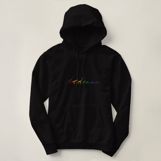 Rainbow Dinosaur Queer T Rex Fossil Skeletons LGBT Hoodie (Design voorkant)