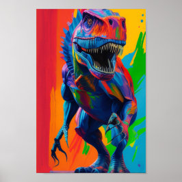 Rainbow Dinosaur T-Rex Illustratie Kunst Poster