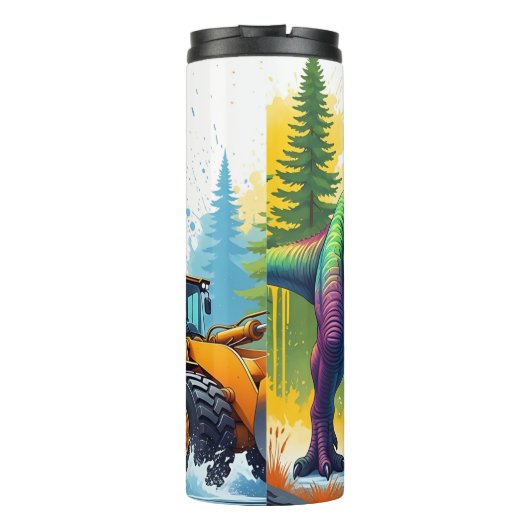 Rainbow Dinosaur Yellow Loader Clash Thermosbeker (Achterkant)
