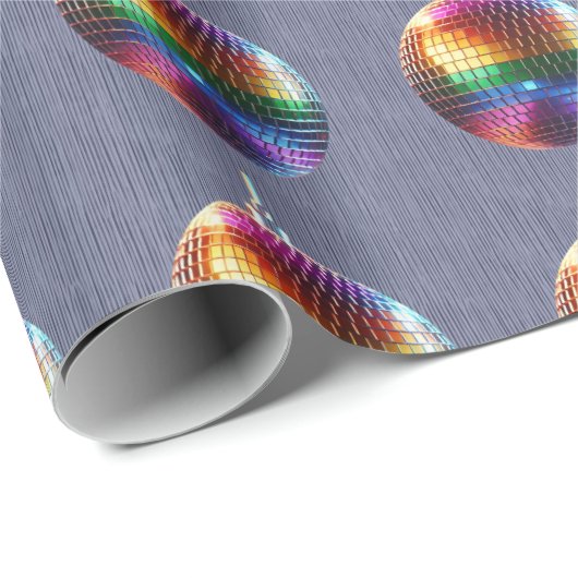 Rainbow Disco Ball Gift Wrap Cadeaupapier (Rol Hoek)