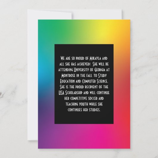 Rainbow Disco Ball Graduation Party Invitation Kaart (Achterkant)