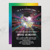 Rainbow Disco Ball Graduation Party Invitation Kaart (Voorkant / Achterkant)