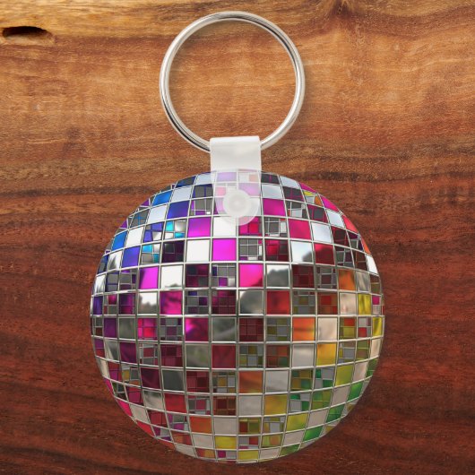Rainbow Disco Ball-spiegels Sleutelhanger (Voorkant)