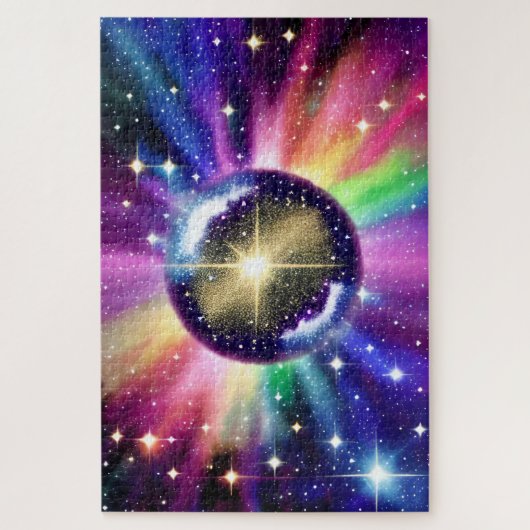 Rainbow Disco Mirror Ball Roteren in de ruimte Legpuzzel (Verticaal)