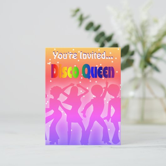 Rainbow Disco Queen | Retro 70s partijsterren Kaart (Staand voorkant)