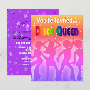 Rainbow Disco Queen   Retro 70s partijsterren Kaart