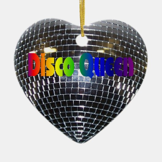 Rainbow Disco Queen Retro 70s Silver Mirror Ball Keramisch Ornament (Voorkant)