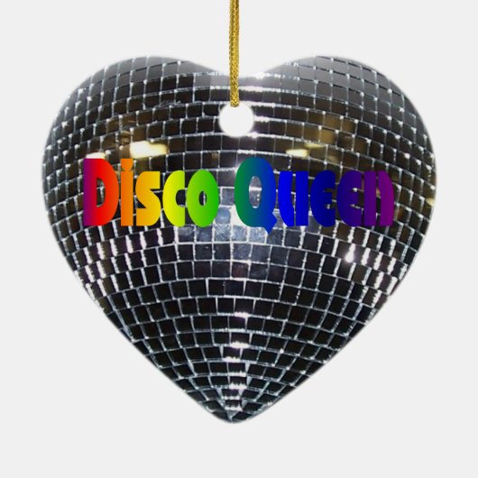 Rainbow Disco Queen Retro 70s Silver Mirror Ball Keramisch Ornament (Achterkant)