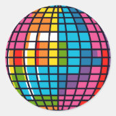 Rainbow Disco Spiegel Ball Groovy Dance Party Funk Ronde Sticker (Voorkant)