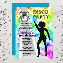 Rainbow Disco Tie Dye Birthday Girl Retro Kaart