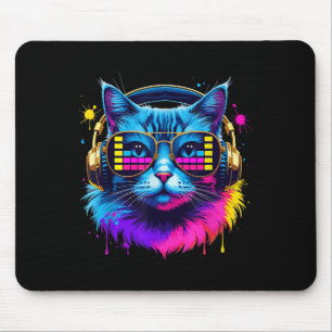 Rainbow DJ Cat Music Lover voor Cat Lover Cat Mom Muismat