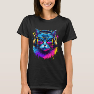Rainbow DJ Cat Music Lover voor Cat Lover Cat Mom T-shirt