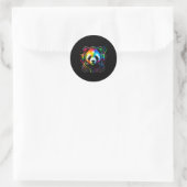 Rainbow DJ Panda Hoofdtelefoon Muziek Ronde Sticker (Tas)