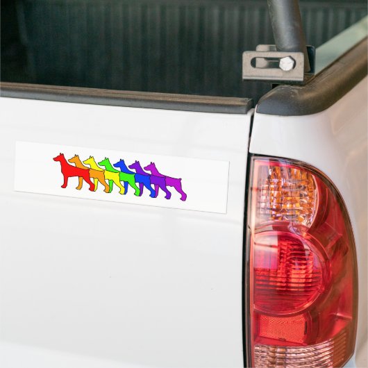 Rainbow Doberman Bumpersticker (Op Truck)