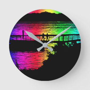 Rainbow Dock Silhouettes wandklok