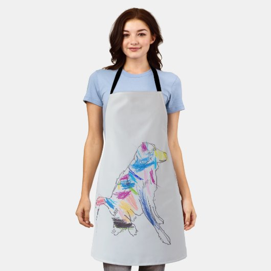 Rainbow Dog Art Schort (Gedragen)