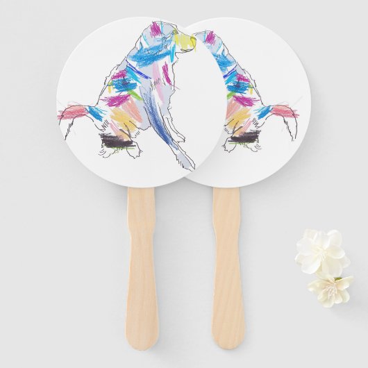 Rainbow Dog Fan Handwaaier (Voorkant en achterkant)