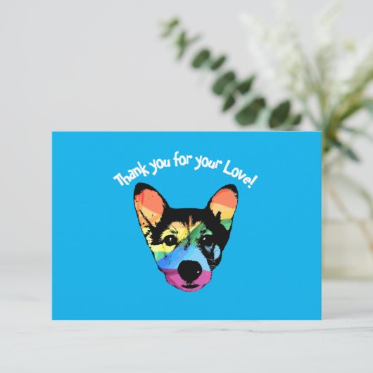 Rainbow Dog, kaart, bedankje Bedankkaart (Staand voorkant)