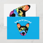 Rainbow Dog, kaart, bedankje Bedankkaart (Voorkant / Achterkant)