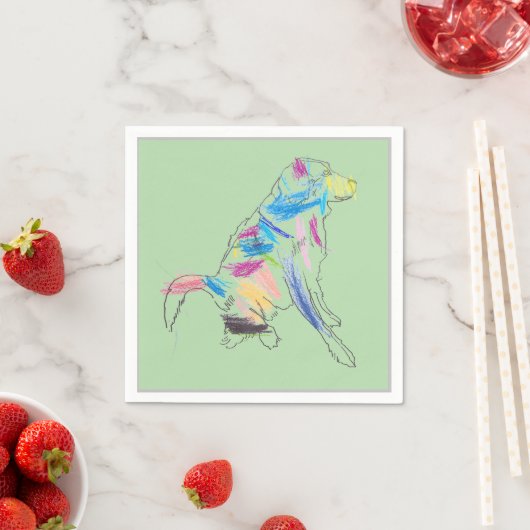 Rainbow Dog Lime Green Paper servetten (Insitu)