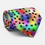 Rainbow dog paw drukt Stropdas af (Opgerold)
