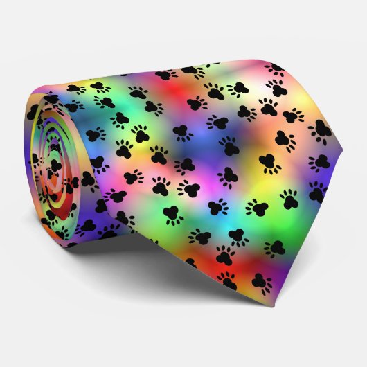 Rainbow dog paw drukt Stropdas af (Opgerold)