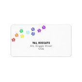 Rainbow Dog Paw Etiket (Voorkant)