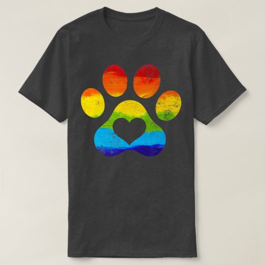 Rainbow Dog Paw Print Flag LGBTQ Gay Pride Month T-shirt (Design voorkant)