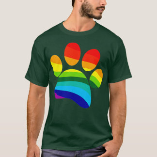 Rainbow Dog Paw Print - Ik hou van honden T-shirt