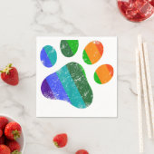Rainbow Dog Paw Print LGBT Pride Retro Servet (Insitu)