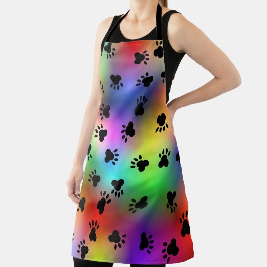 Rainbow Dog Paw Prints Schort (Insitu)