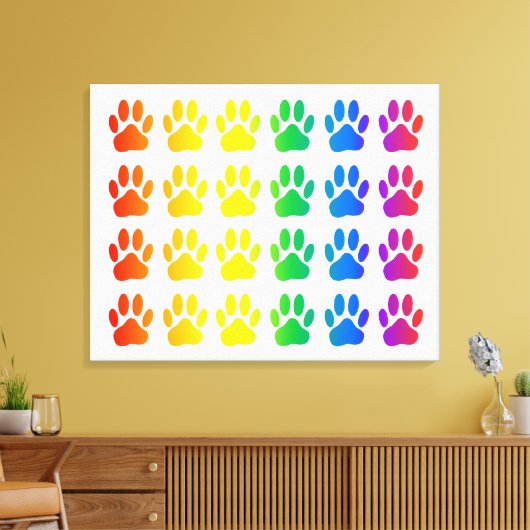 Rainbow Dog Pawprint Canvas Afdruk (Insitu (Woonkamer))