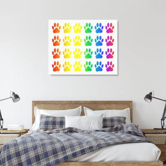 Rainbow Dog Pawprint Canvas Afdruk (Insitu (Slaapkamer))