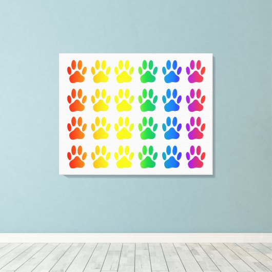Rainbow Dog Pawprint Canvas Afdruk (Insitu (Houten vloer))