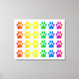 Rainbow Dog Pawprint Canvas Afdruk