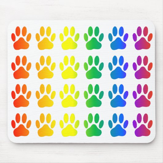 Rainbow Dog Pawprint Muismat (Voorkant)