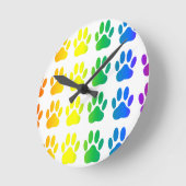 Rainbow Dog Pawprint Ronde Klok (Hoek)