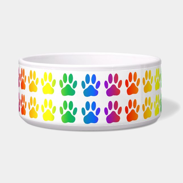 Rainbow Dog Pawprint Voerbakje (Voorkant)