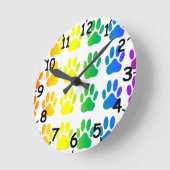 Rainbow Dog Pawprint With Dial Ronde Klok (Hoek)