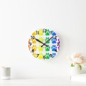 Rainbow Dog Pawprint With Dial Ronde Klok (Huis)