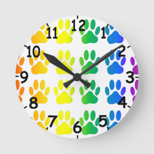 Rainbow Dog Pawprint With Dial Ronde Klok