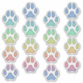 Rainbow Dog Pawprints Animal Tracks Decals Sticker (Voorkant)